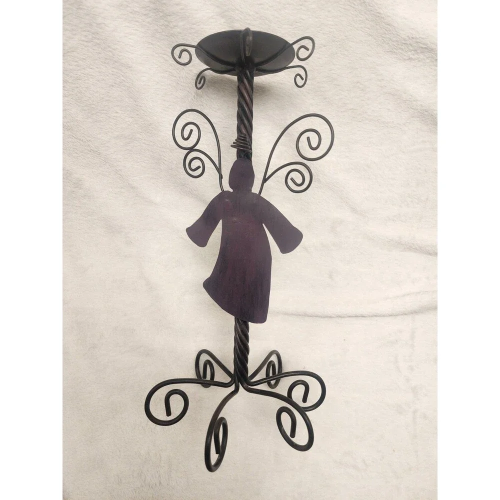 Metal Angel Candle Holder Dark Espresso Brown 11 Inch Tall